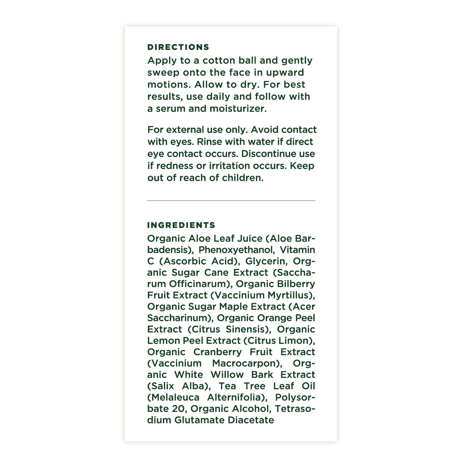 Tree of Life Beauty Vitamin C Toner packaging box signals quality and satisfaction guarantee.