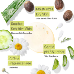 Tree to Tub organic shea butter and aloe deliver lightweight hydration after washing.