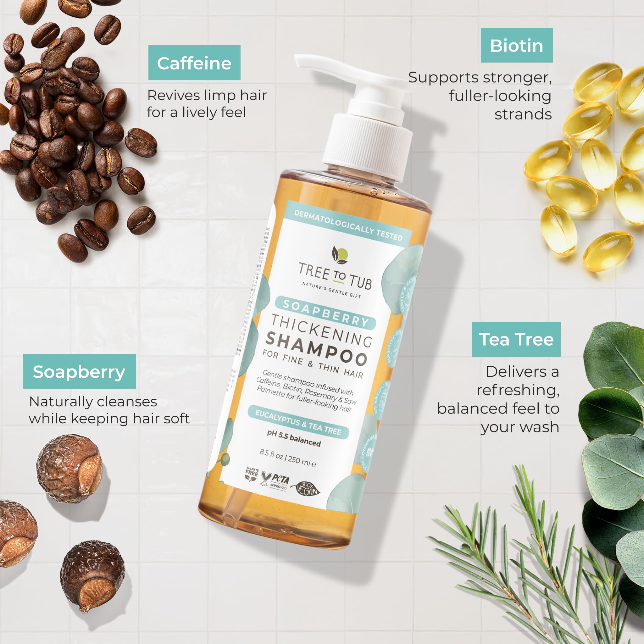 Tree to Tub Biotin Fine Hair Shampoo argan oil nourishes strands without weighing hair down