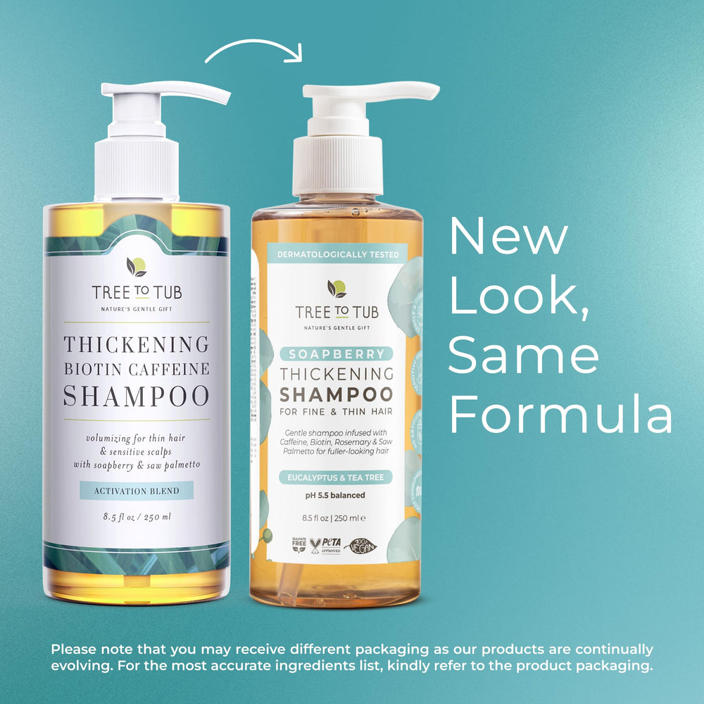 Tree to Tub Biotin Fine Hair Shampoo caffeine bead hints at root energizing effect