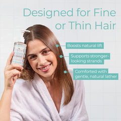 Tree to Tub Biotin Fine Hair Shampoo tea tree oil drop suggests refreshing scalp care