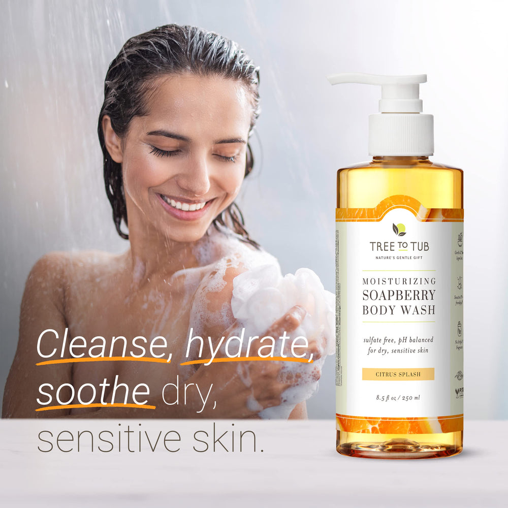 Tree to Tub Citrus Body Wash pump for an easy, mess-free shower.