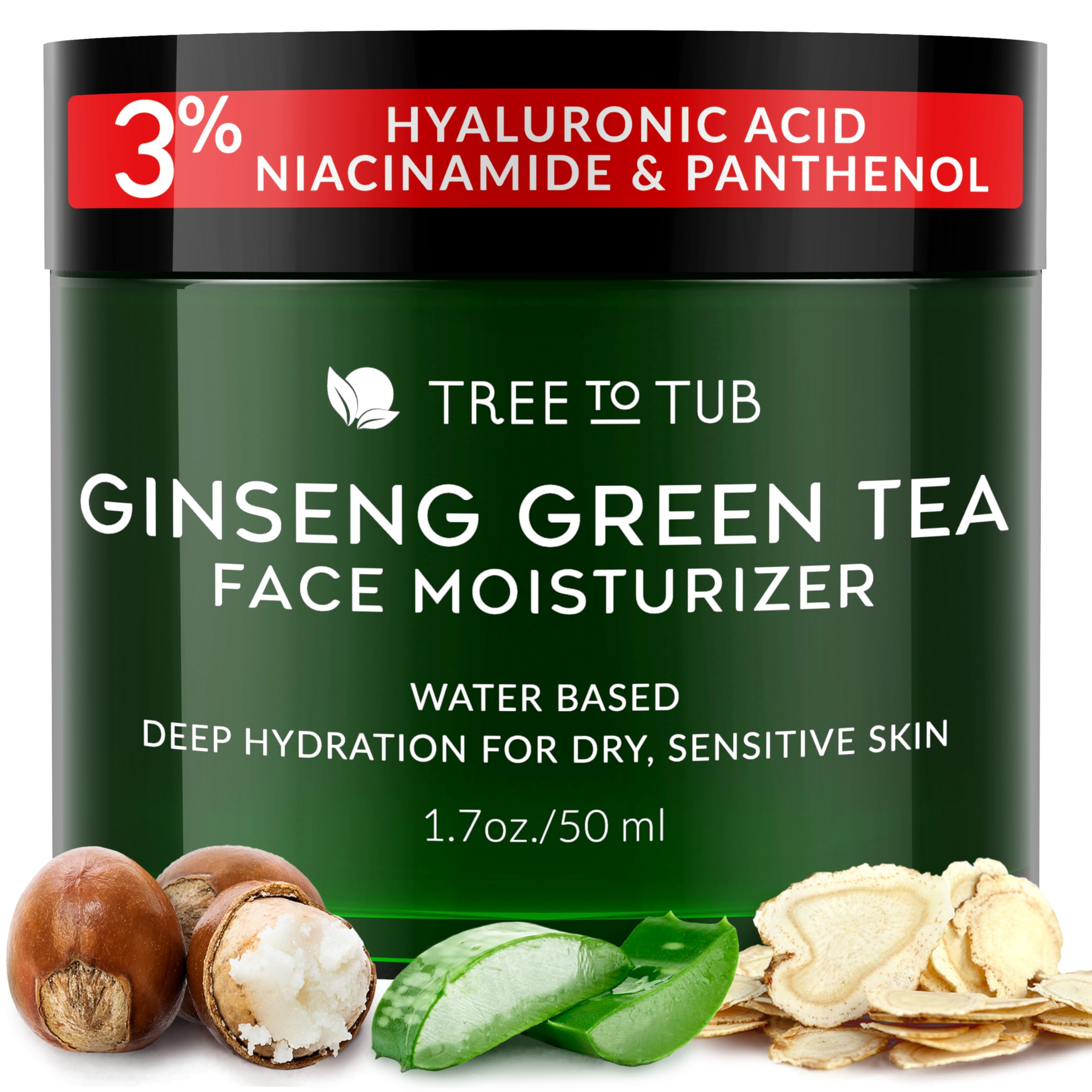 Tree to Tub hydrating face moisturizer bottle provides lightweight hydration for all-day comfort.
