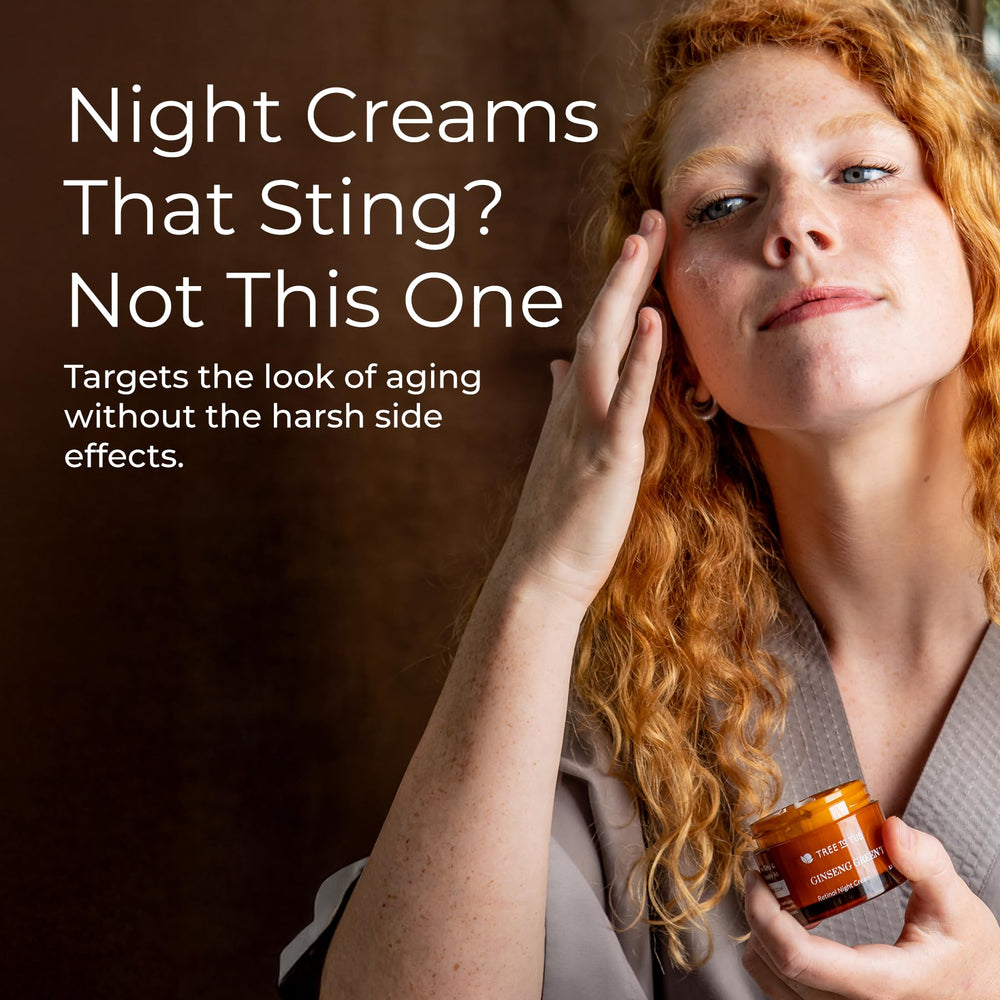 Tree to Tub retinol moisturizer jar closeup shows rich, nourishing night cream.