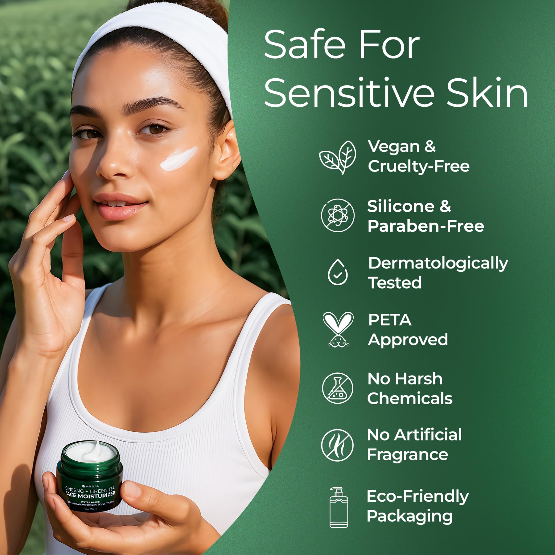Tree to Tub sensitive skin care line image reinforces gentle nourishment.
