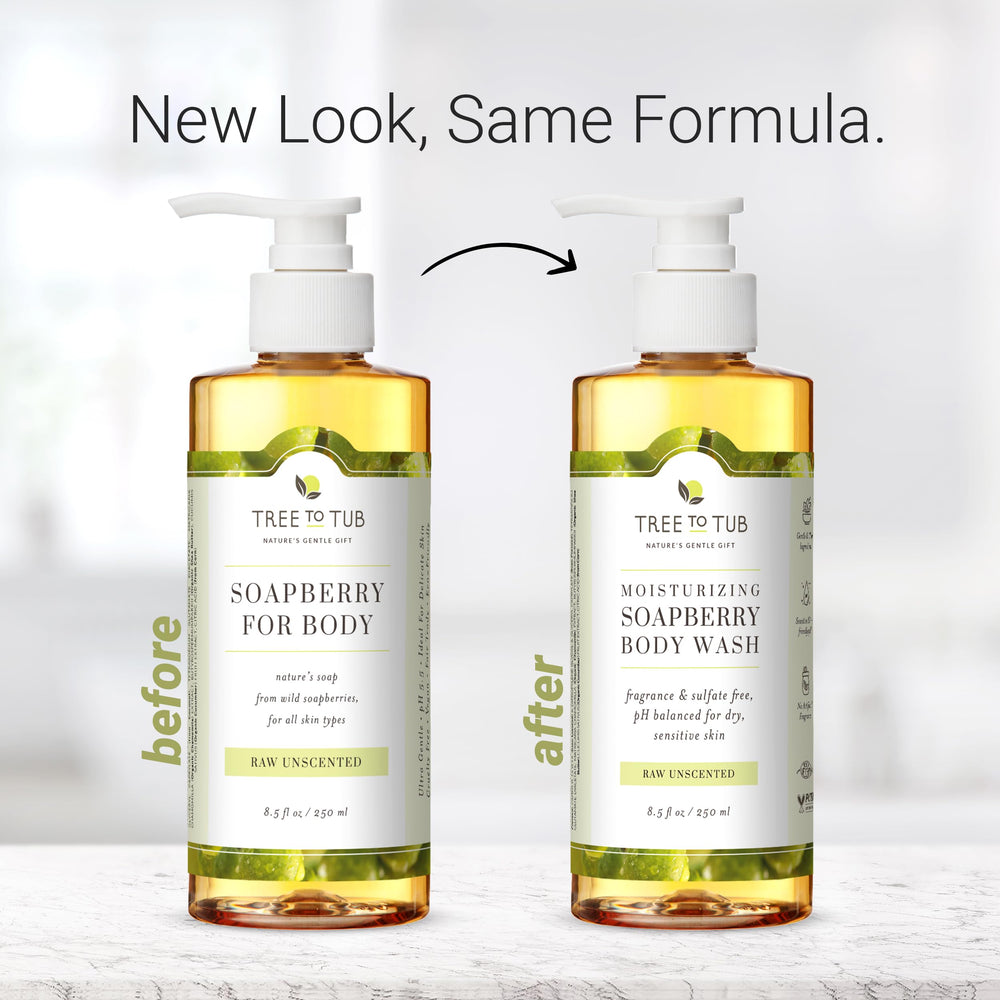 Tree to Tub unscented body wash pump dispenser for easy daily hydration.