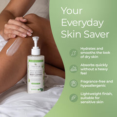 Tree to Tub Unscented Shea Butter Lotion application hand demonstrates smooth, non-greasy absorption.