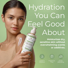 Tree to Tub Unscented Shea Butter Lotion texture close-up highlights creamy, quick-absorbing hydration.