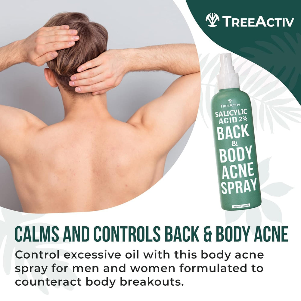 TreeActiv back acne spray application bottle for easy, everyday use.