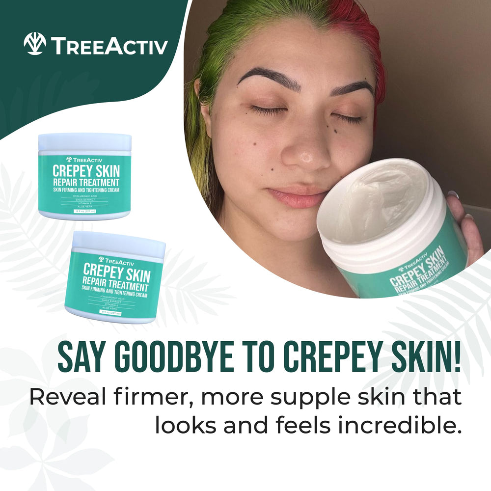 TreeActiv Crepey Skin Repair Cream with hyaluronic acid ingredient benefits hydration