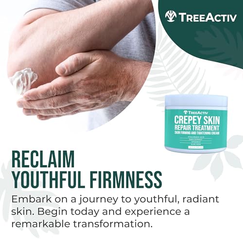 TreeActiv Crepey Skin Repair Cream texture closeup showing creamy consistency