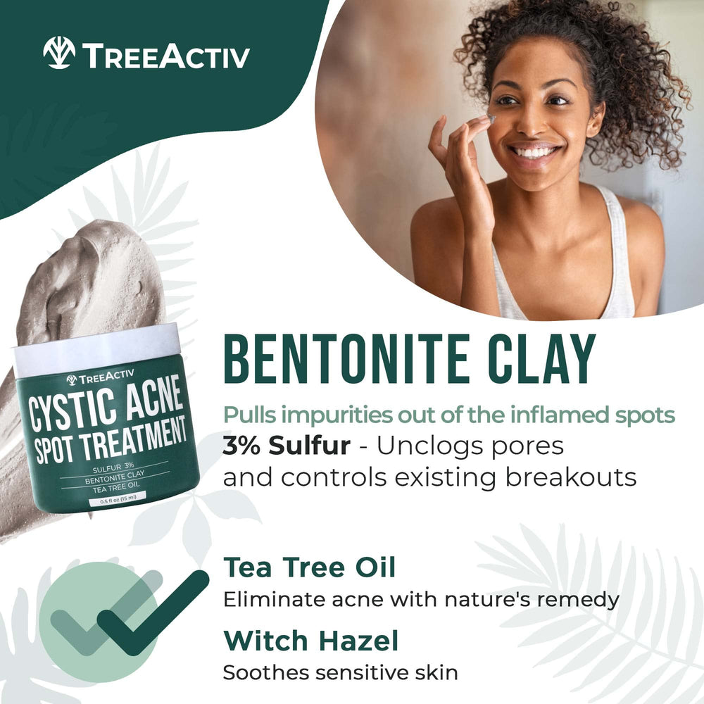 TreeActiv overnight-use cystic acne spot-treatment offers rapid, visible improvement potential.