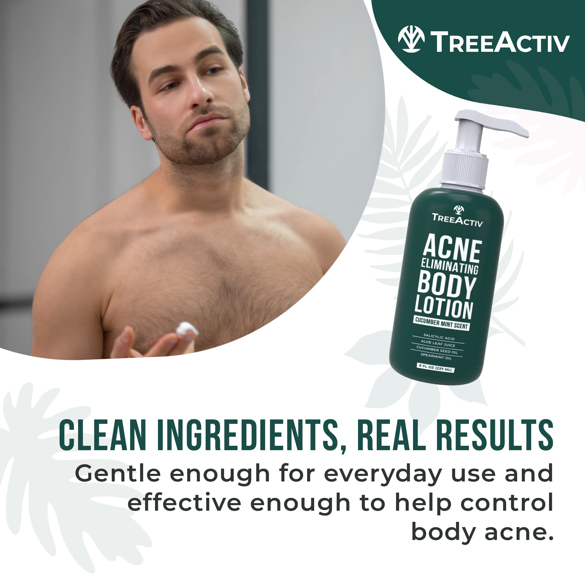 TreeActiv lotion texture swatch on skin emphasizes smooth hydration
