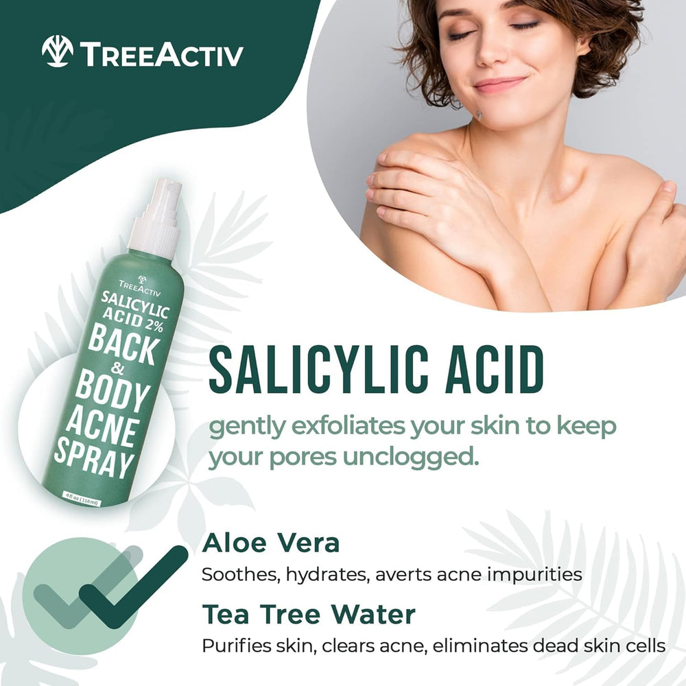 TreeActiv purifying spray for backne keeps skin clean, odor-free, and refreshed.