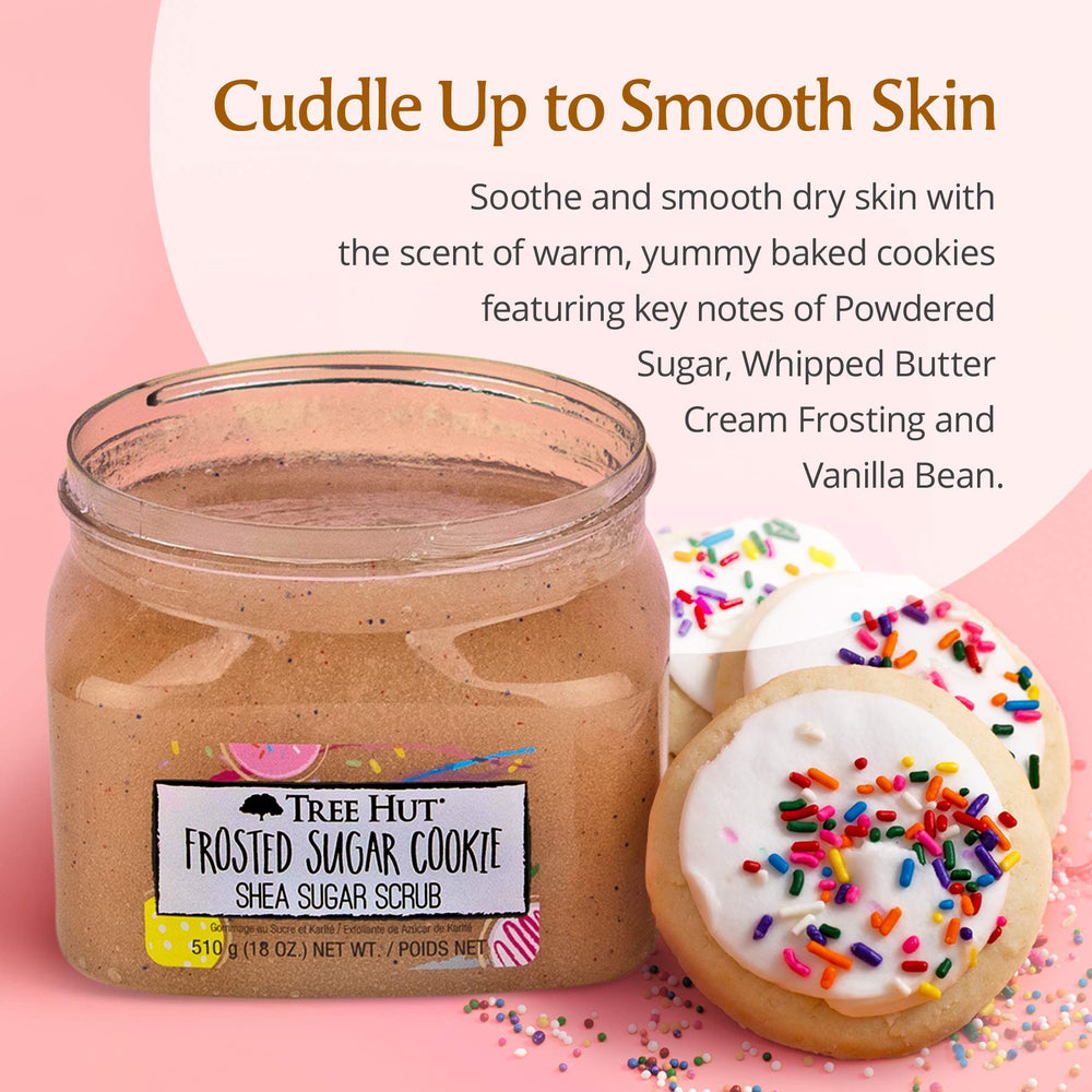 Tree Hut Frosted Sugar Cookie Scrub exfoliating crystals ready to polish dull skin