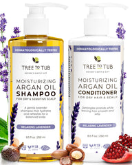 Tree to Tub Gentle Argan Shampoo bottle showing balanced hydration for dry hair