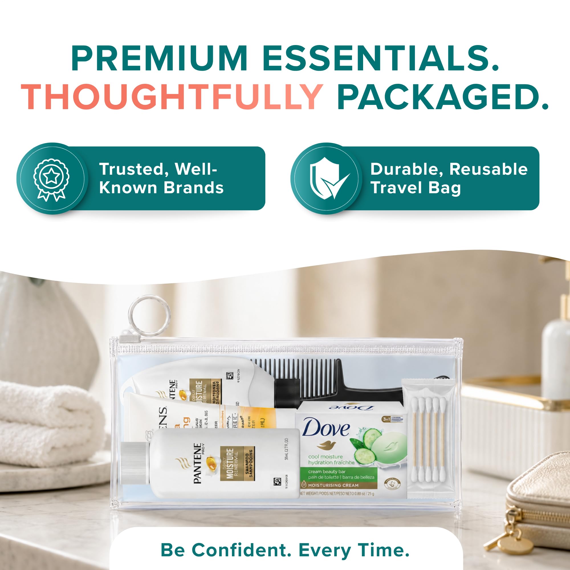 TREKTOTE lotion, soap and comb arranged to show completeness and quick grooming