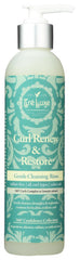 Treluxe Gentle Cleansing Rinse bottle demonstrating gentle cleansing and detangling for curls.