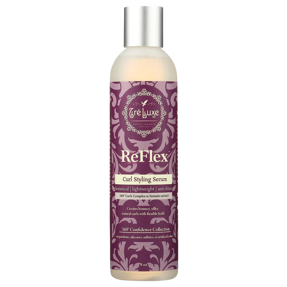 Treluxe Reflex Curl Styling Serum 8oz bottle pour for defined curls and smoothness