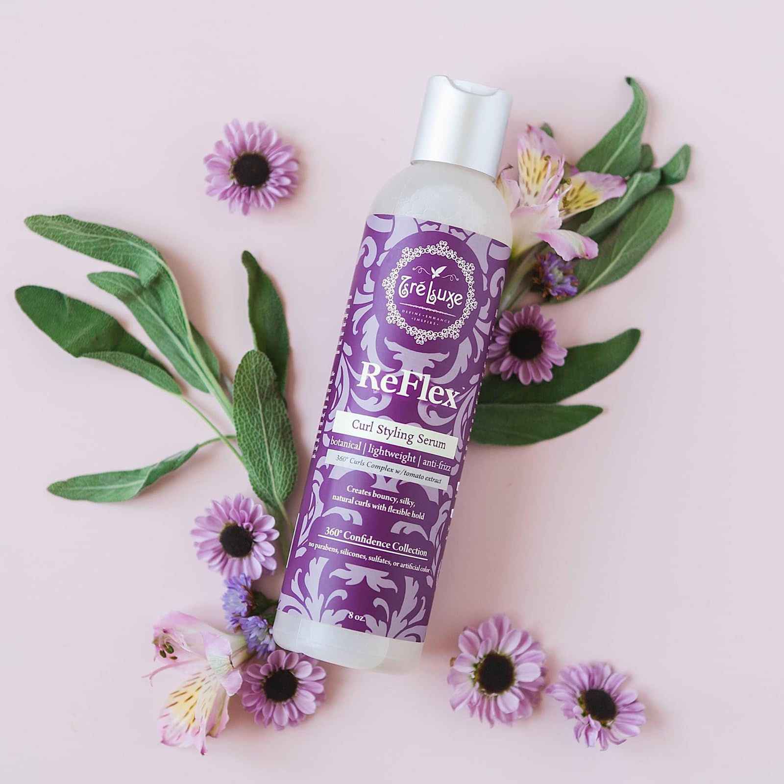 Treluxe Reflex Curl Styling Serum ingredients drops hint at lightweight formula