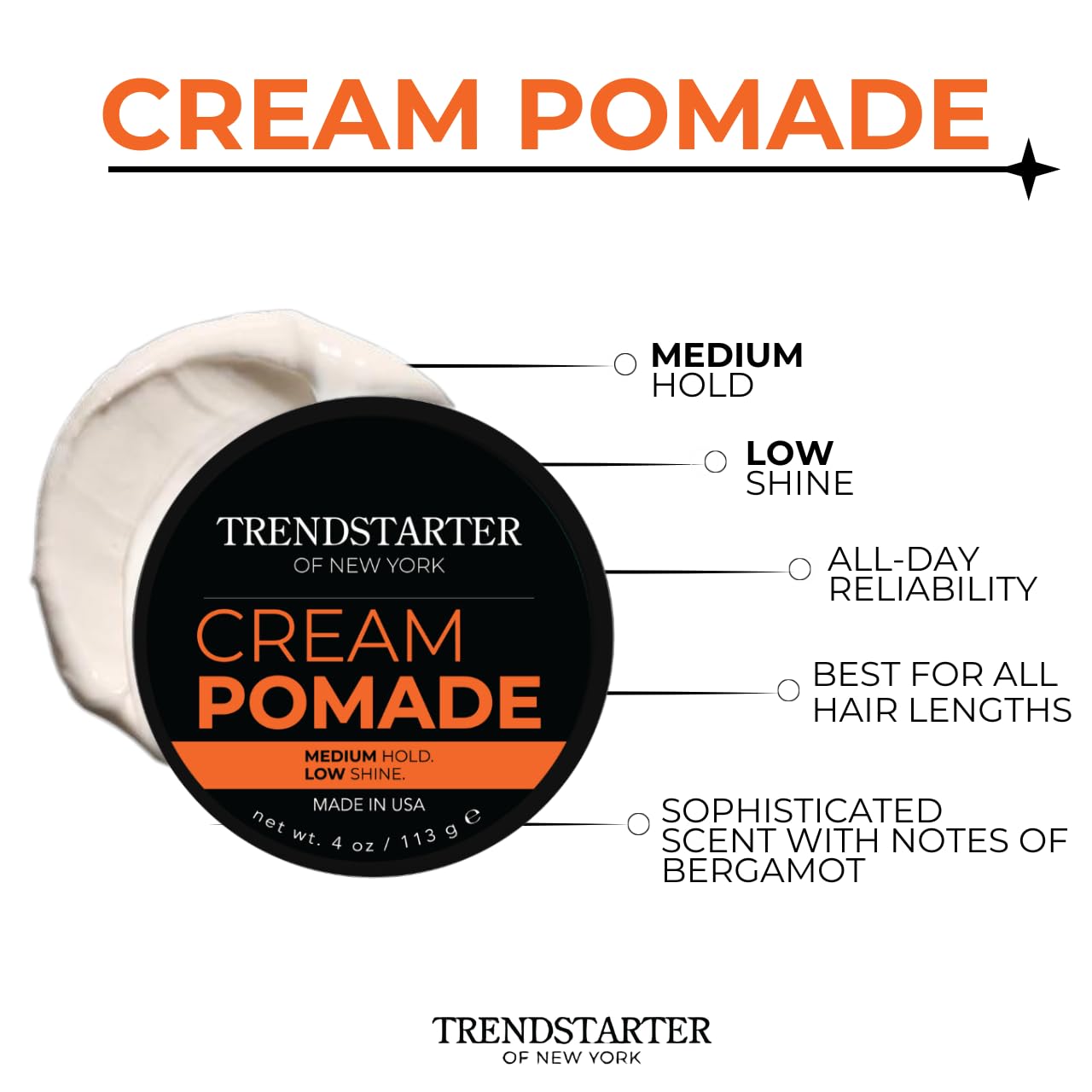 TRENDSTARTER Cream Pomade in hand for all-day control