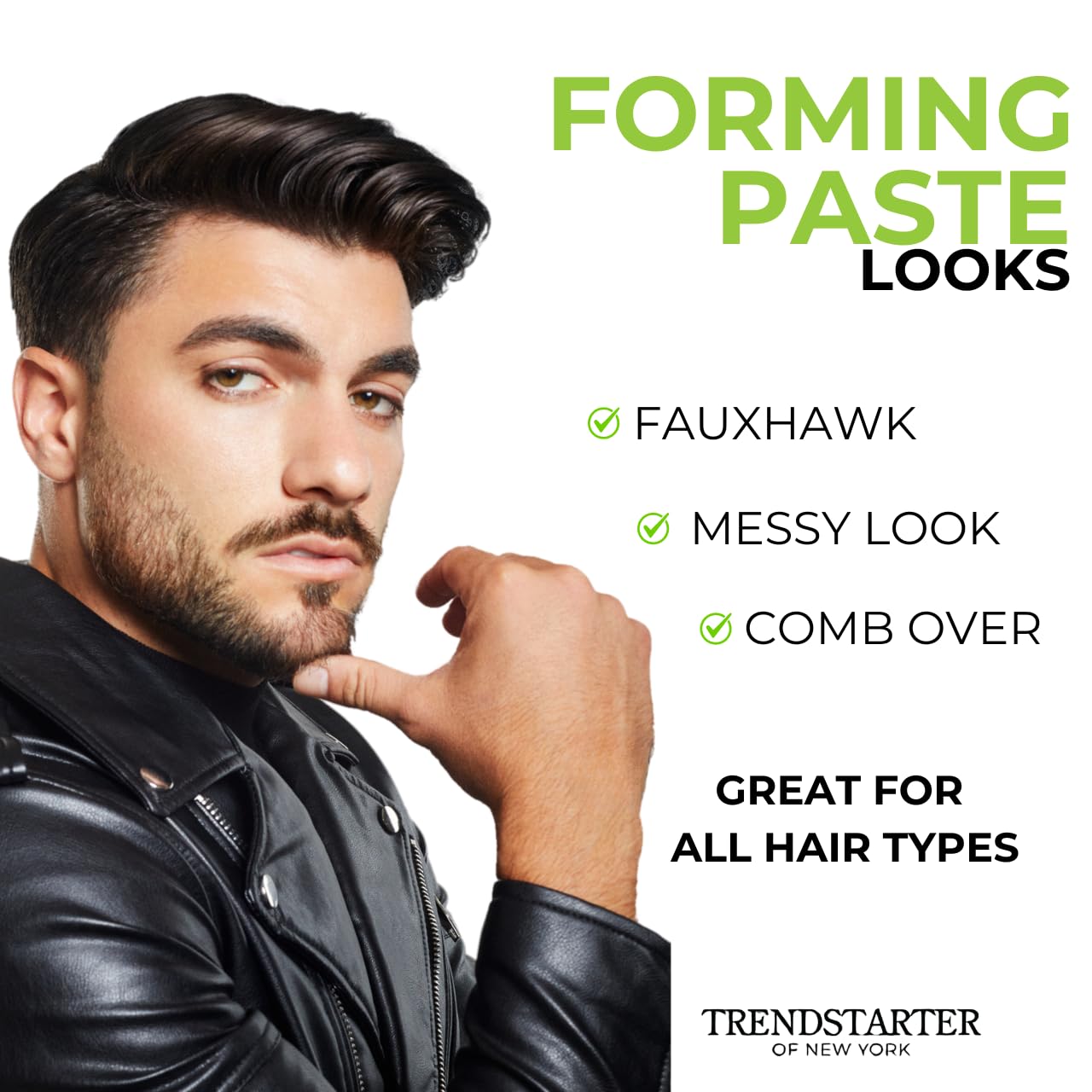 TRENDSTARTER Forming Paste bottle image underscores lightweight water based formula