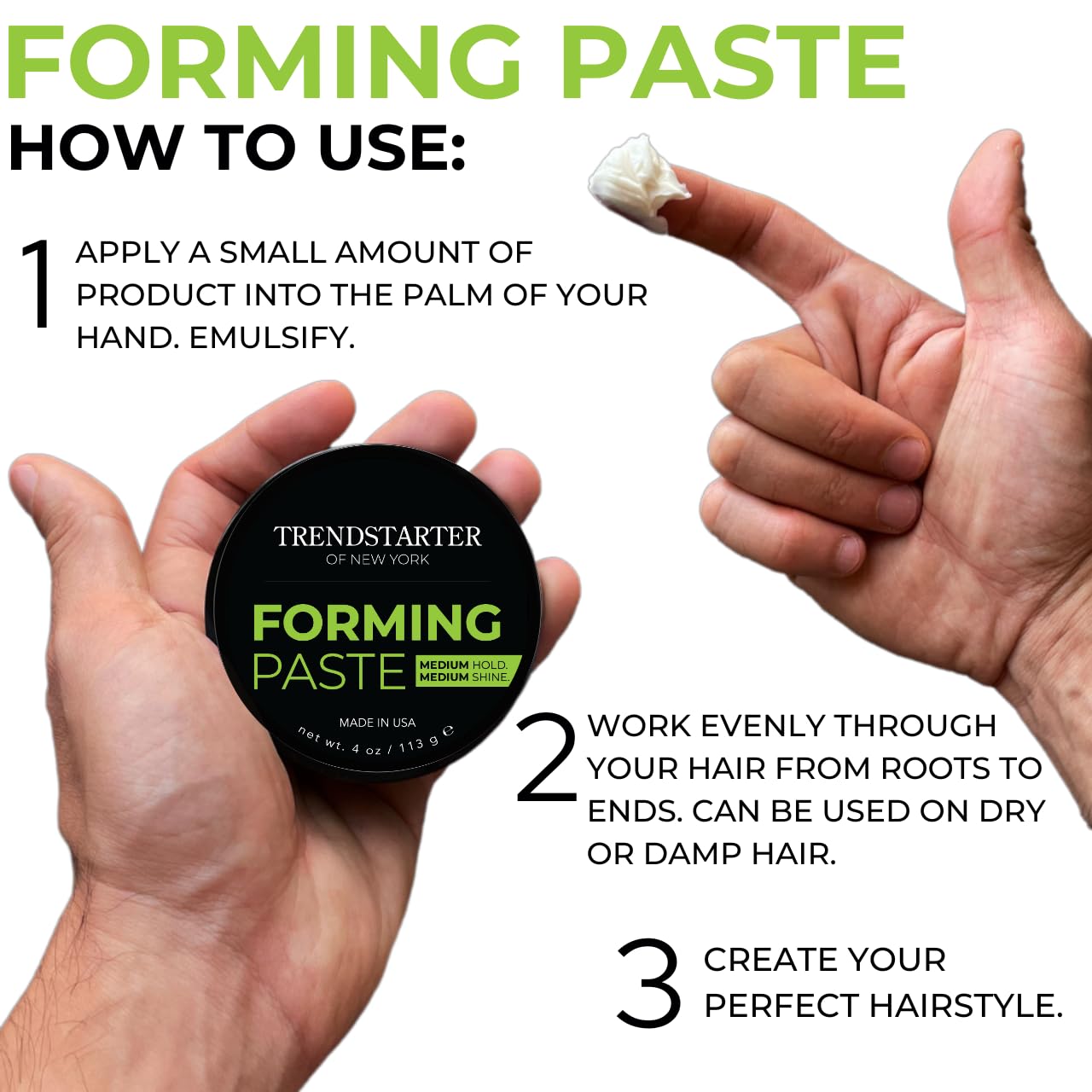 TRENDSTARTER Forming Paste near a mirror emphasizes shine and volume