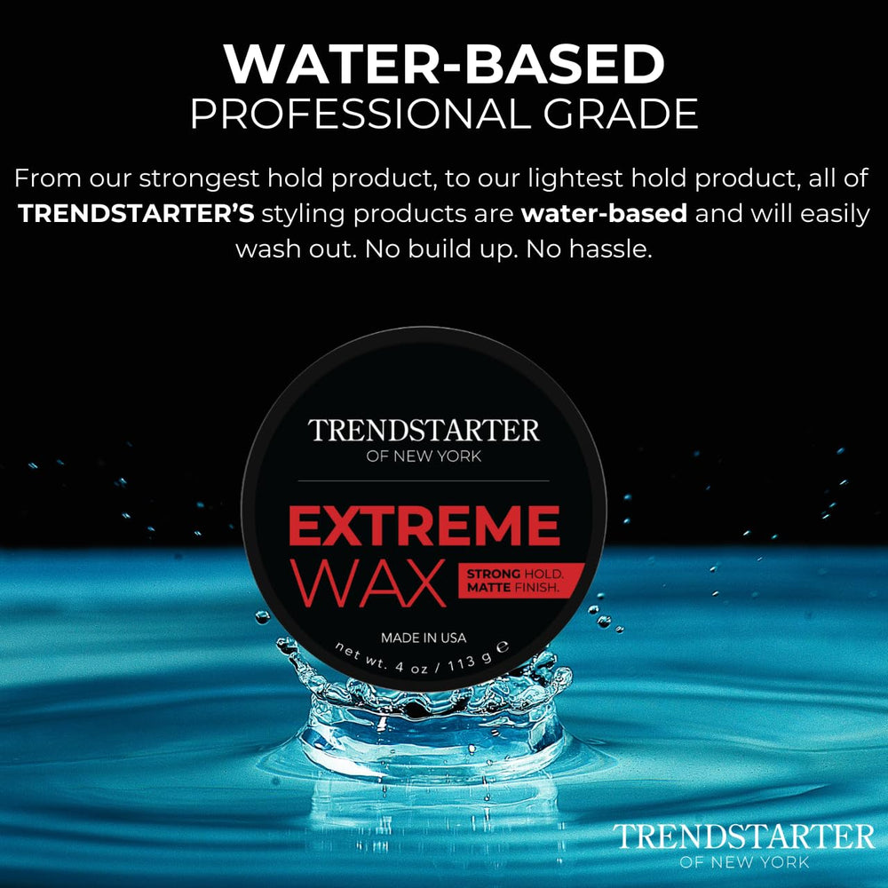 TRENDSTARTER Extreme Wax all-day hold portrait demonstrates lasting style.