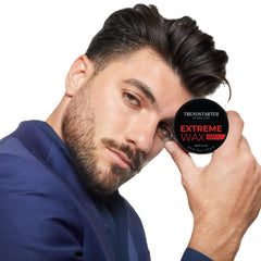 TRENDSTARTER Extreme Wax matte finish on hair demonstrates thickness and definition.