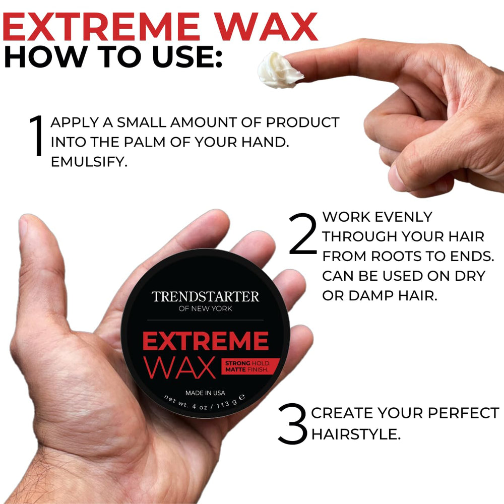 TRENDSTARTER Extreme Wax packaging side-view shows premium design.