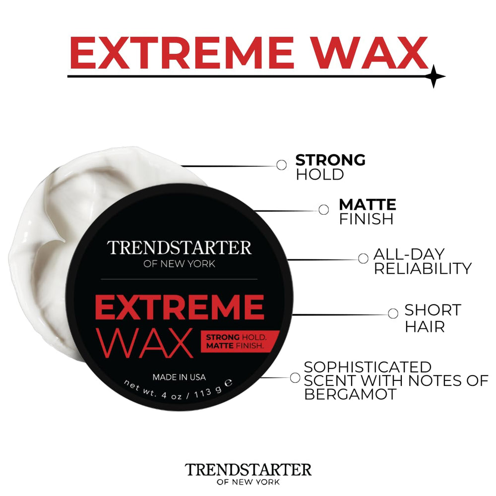 TRENDSTARTER Extreme Wax US-made label signals quality craftsmanship.