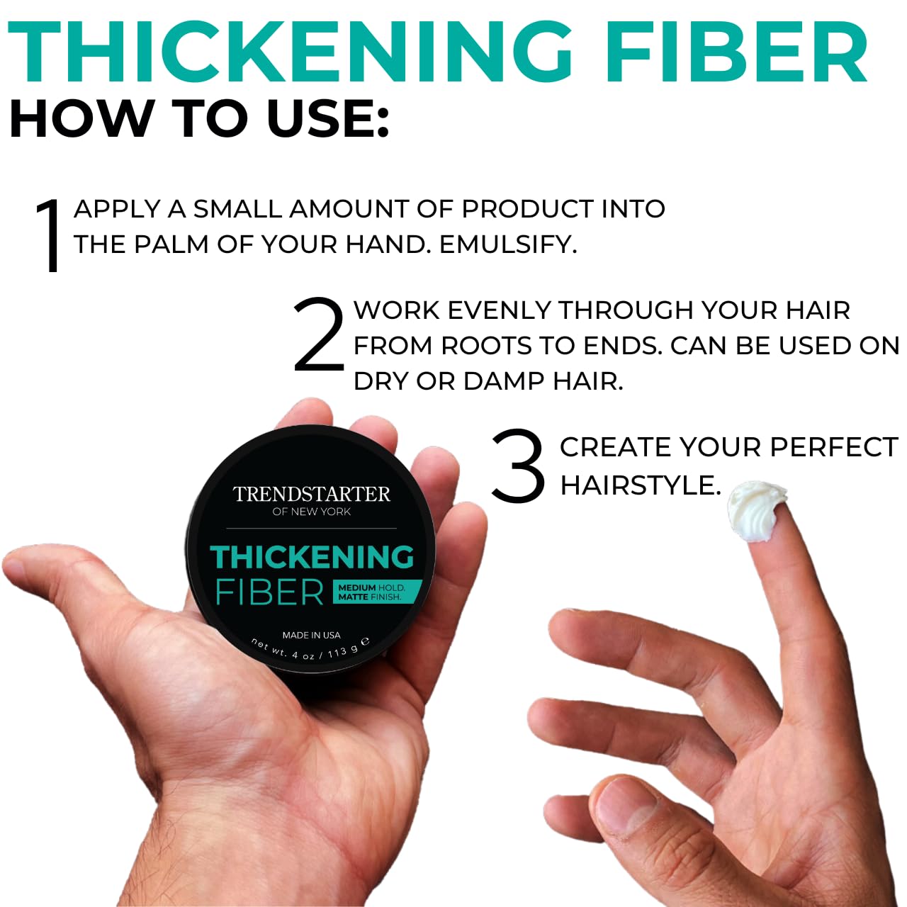 TRENDSTARTER Thickening Fiber USA-made bottle signals quality