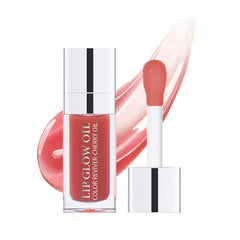 TrendyNow Rosewood Lip Glow Oil bottle close-up shows natural tint and non-sticky finish.