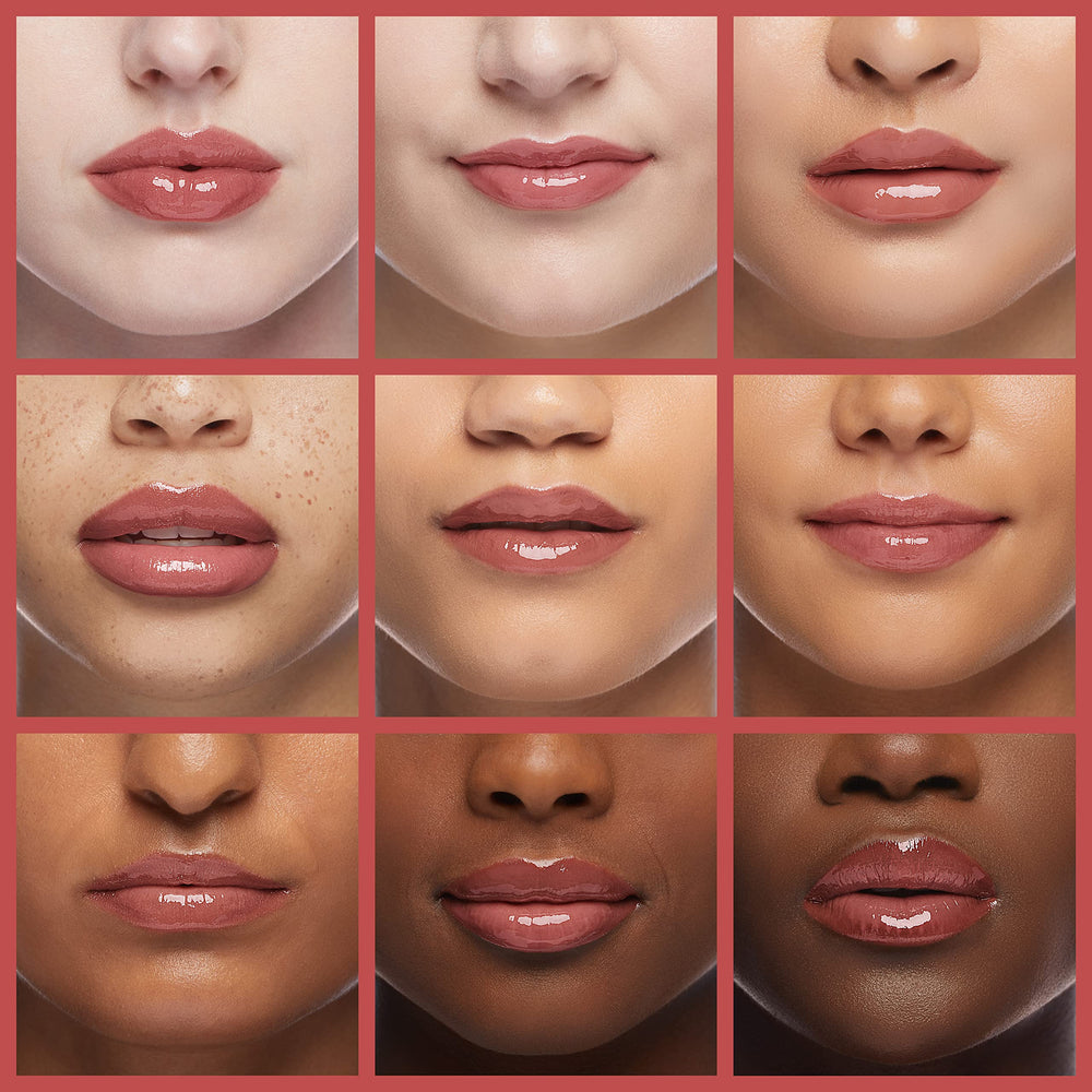 TrendyNow Rosewood Lip Glow Oil swatch on skin reveals transparent tint.