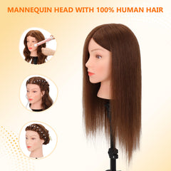 Treosida mannequin head braiding practice demonstrates versatile hair styling techniques.