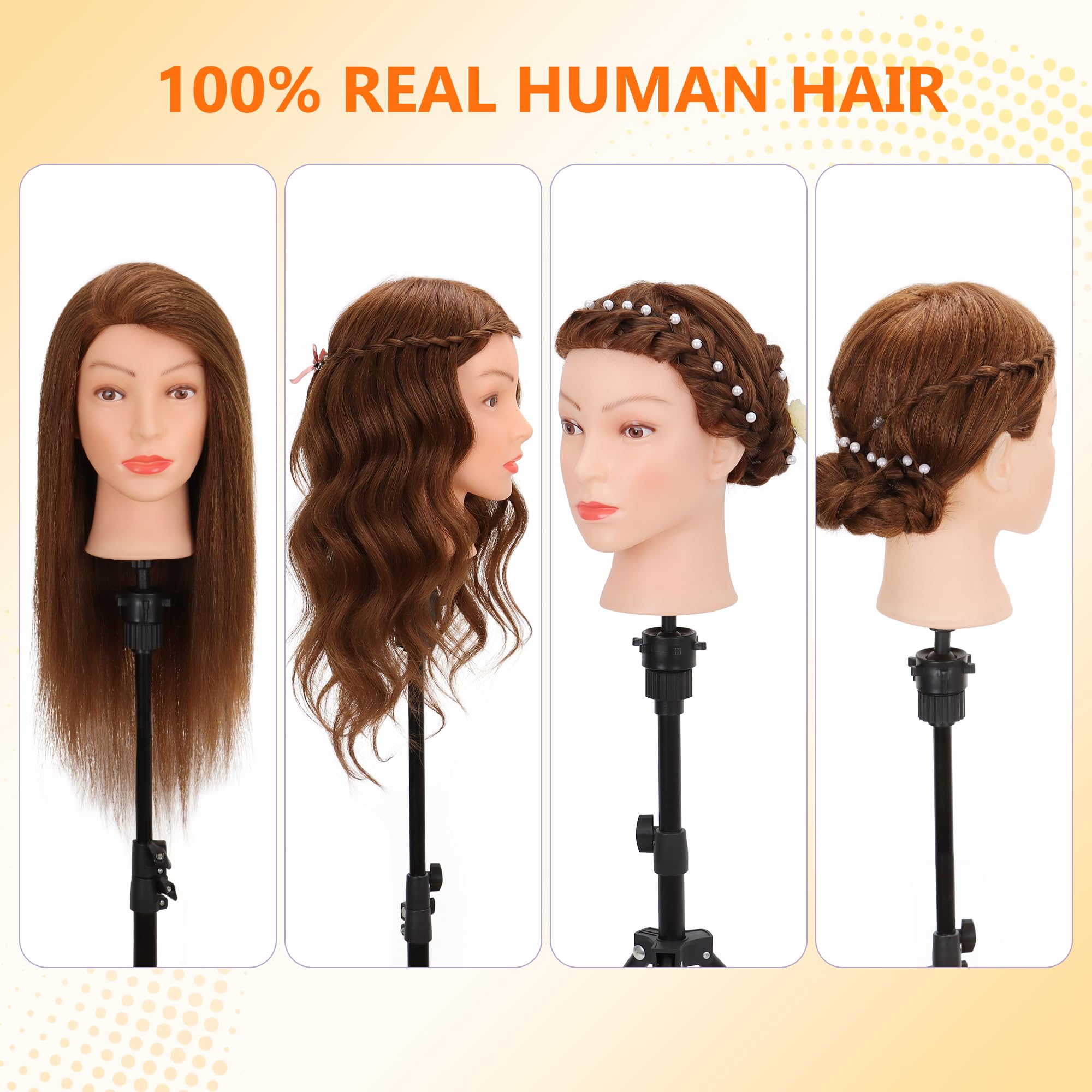 Treosida mannequin head curling practice with included styling tools.