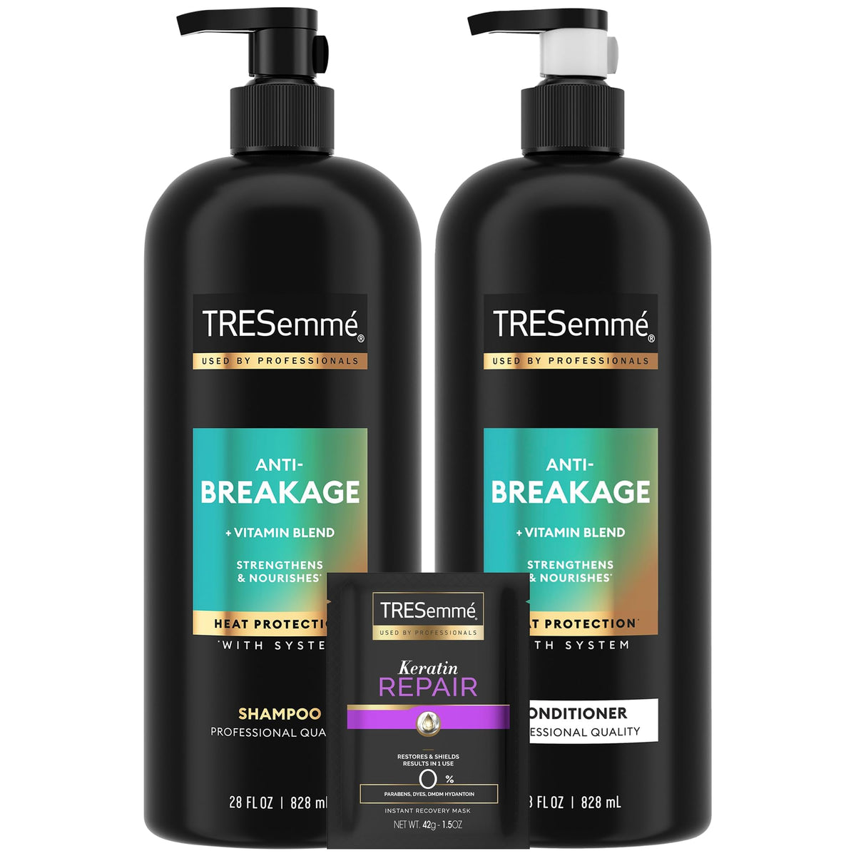 TRESemmé anti-breakage shampoo bottle-pour for smoother, nourished hair