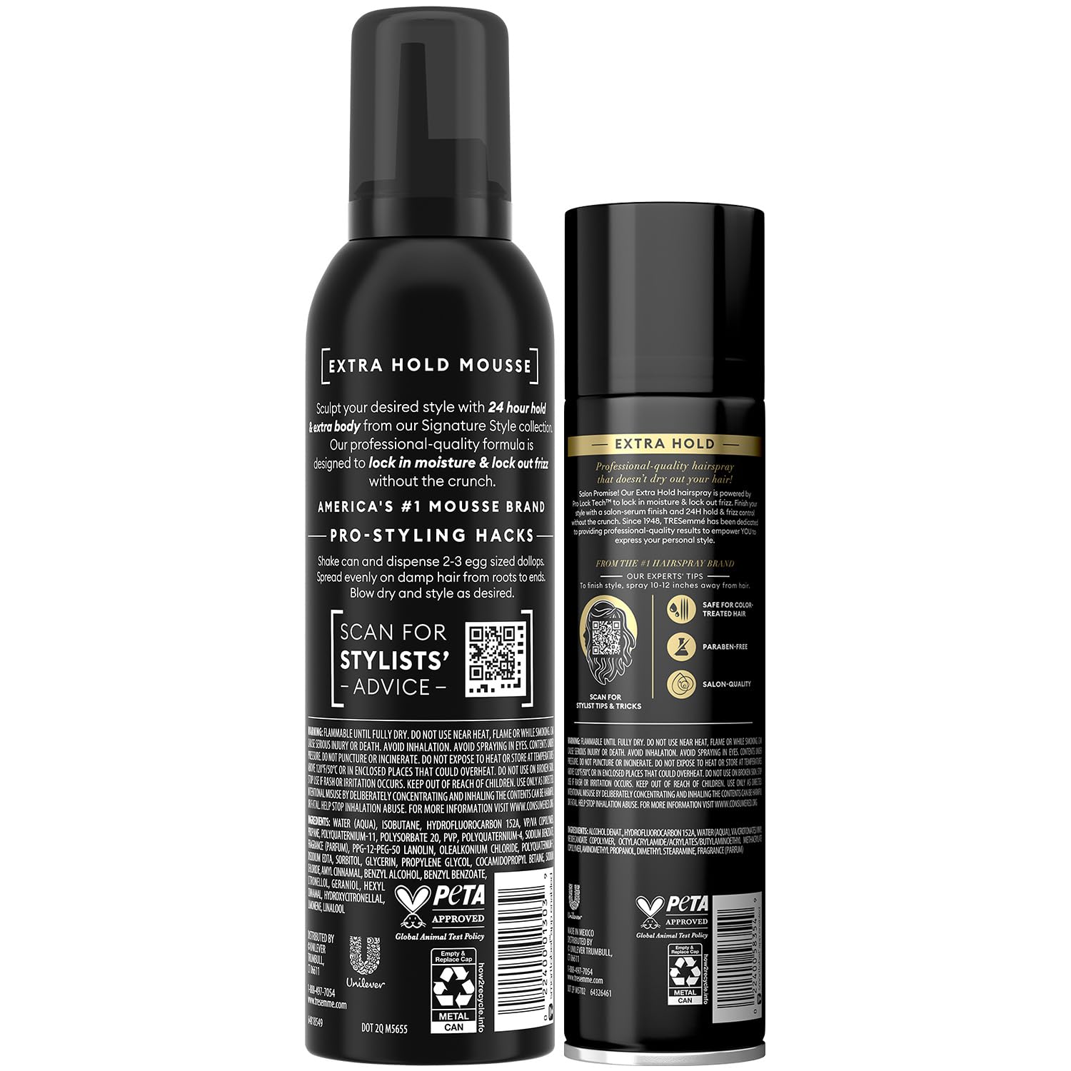 TRESemmé bundle packaging promoting 24H hold and frizz control.
