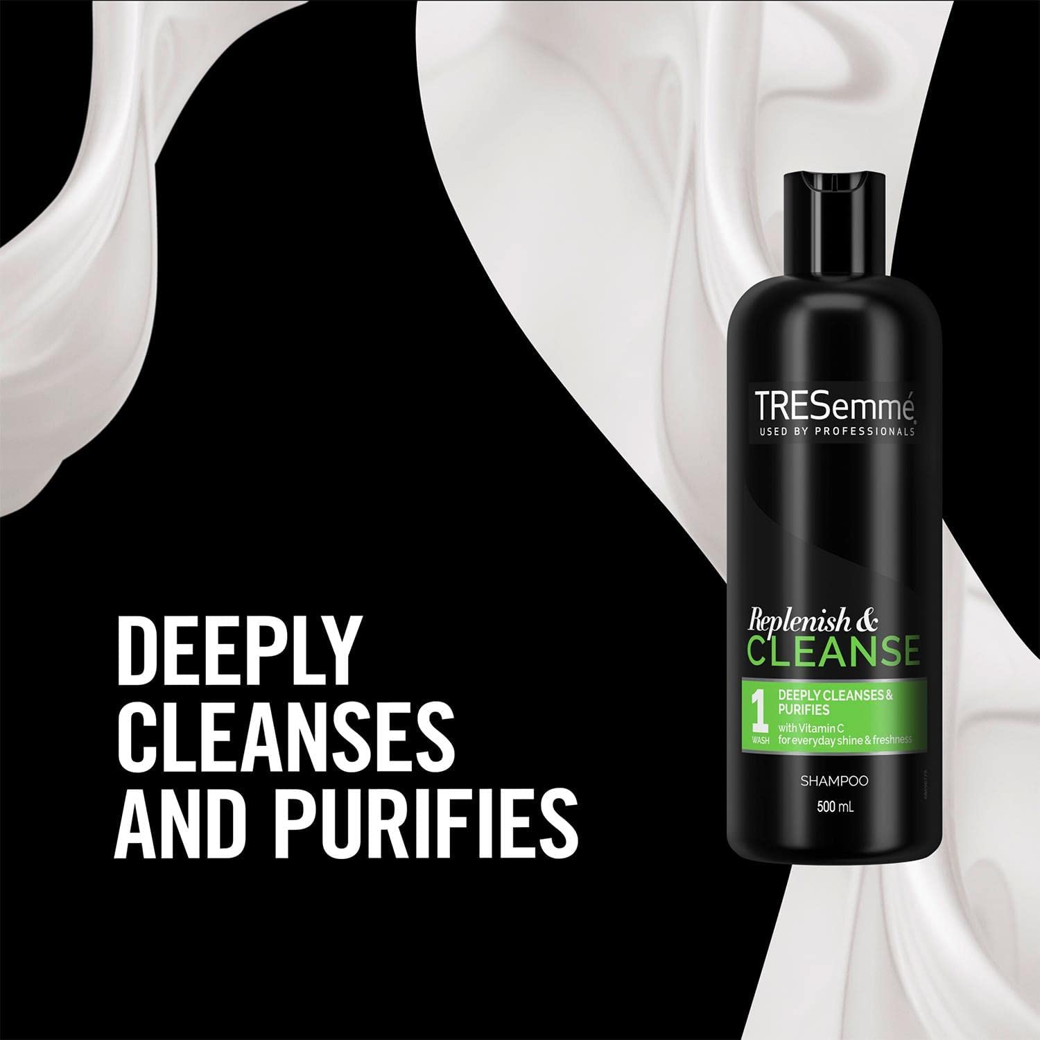 TRESemmé Deep Cleansing Shampoo bottle with pump, easy weekly clarifying use.