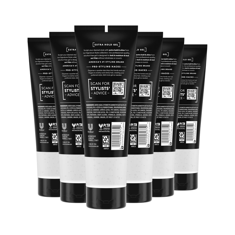TRESemmé Extra Hold Gel on damp hair being prepared for styling