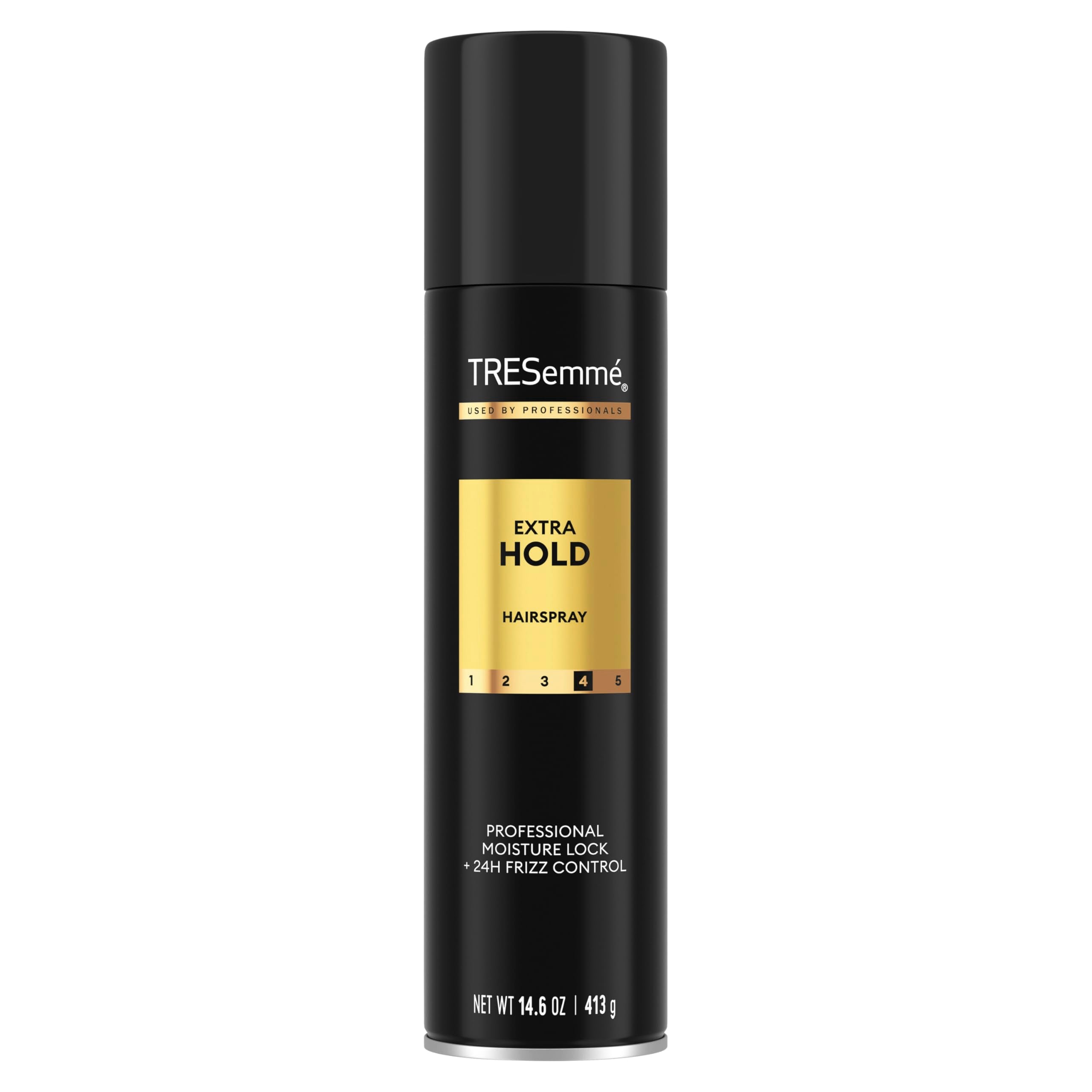 TRESemmé front packaging showing product and hold level benefit