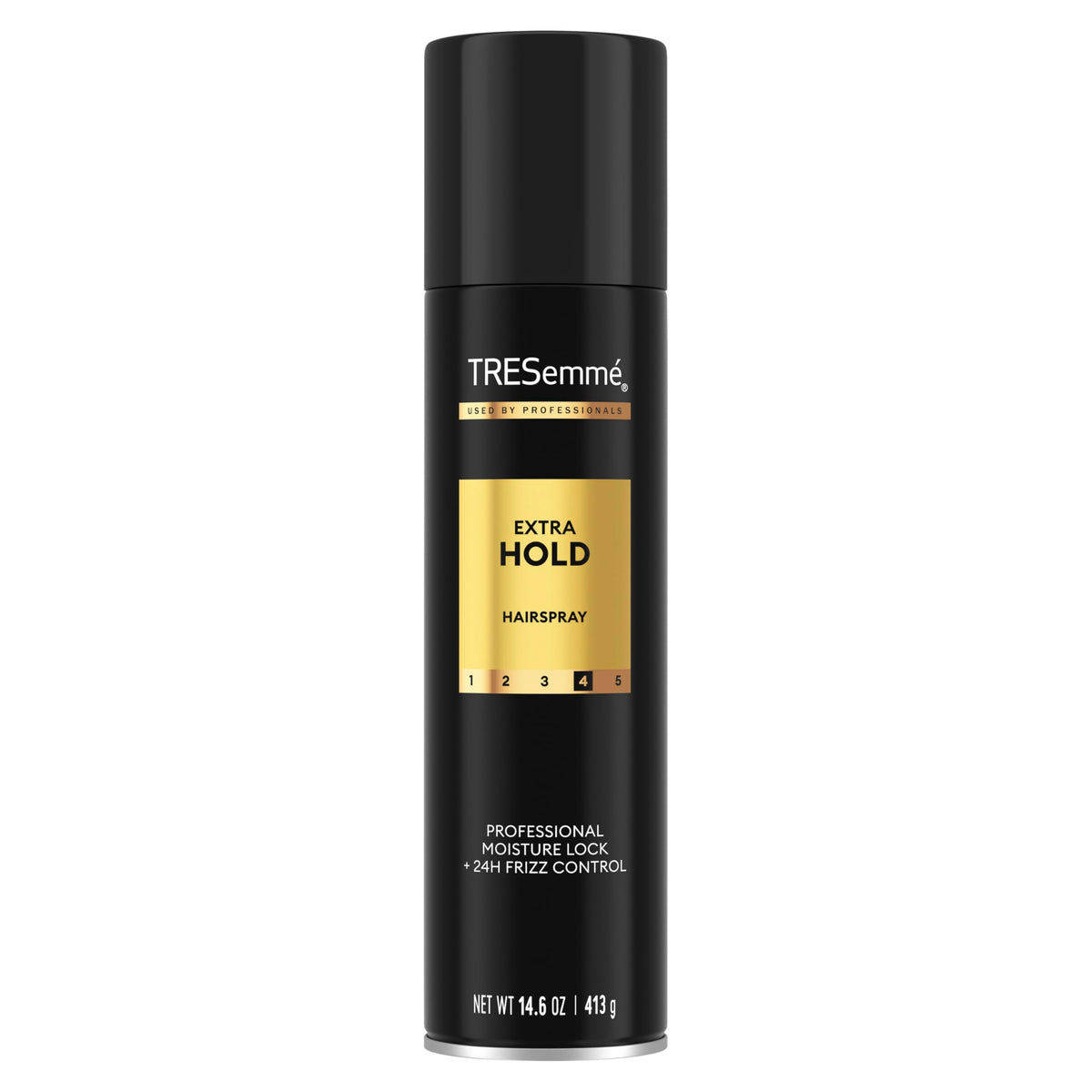 TRESemmé front packaging showing product and hold level benefit