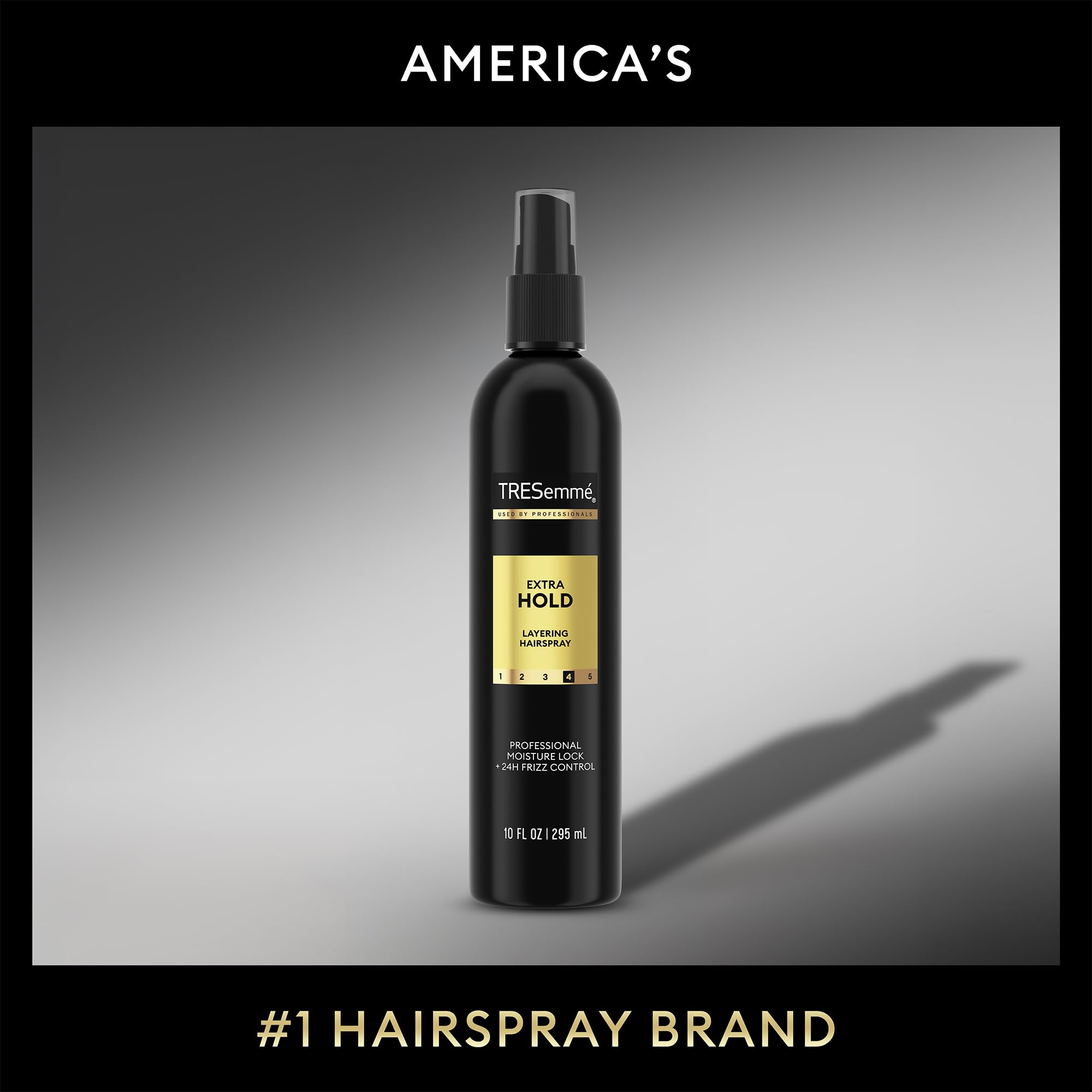 TRESemmé spray close-up demonstrating frizz-free, touchable texture
