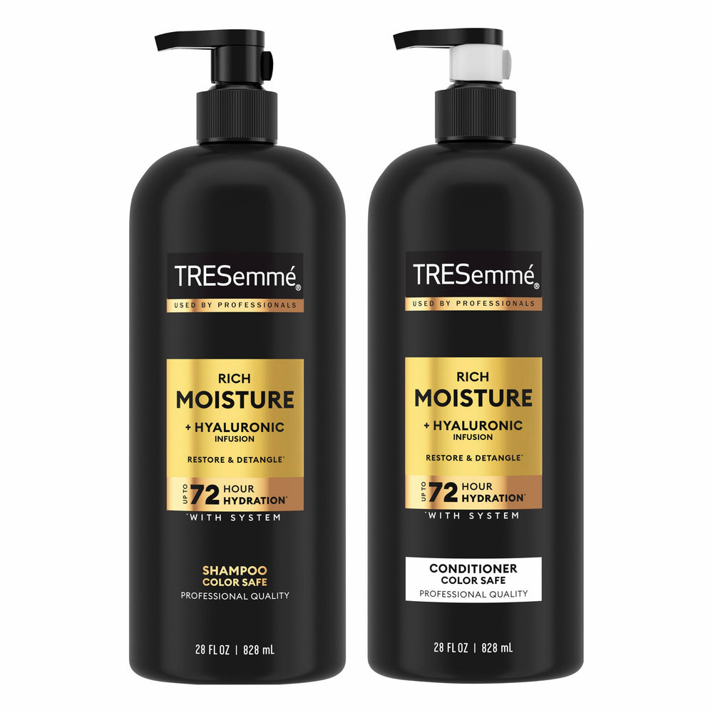TRESemmé front packaging of Rich Moisture set showing value and hydration benefit