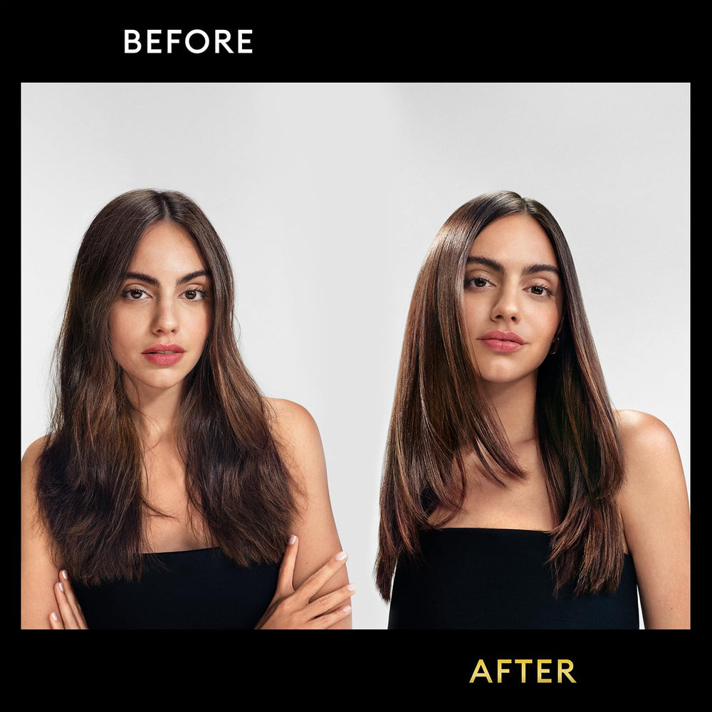 TRESemmé Glossy hair close-up shows luminous shine for sleek styles.