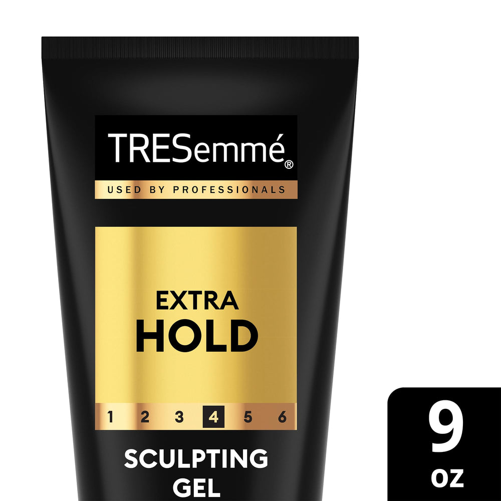 TRESemmé 4-pack hair gel display highlights bulk value.