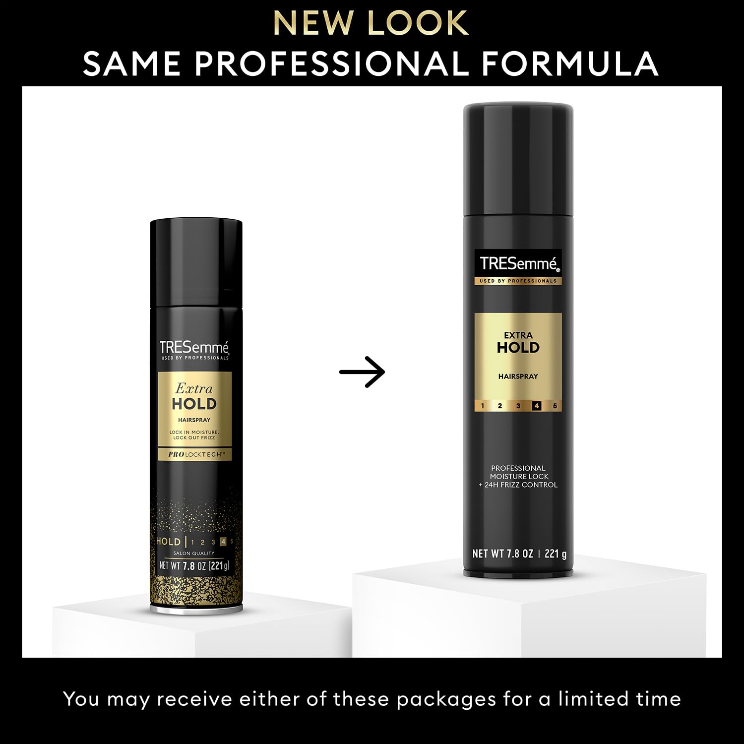 TRESemmé hairspray mist application for even coverage.