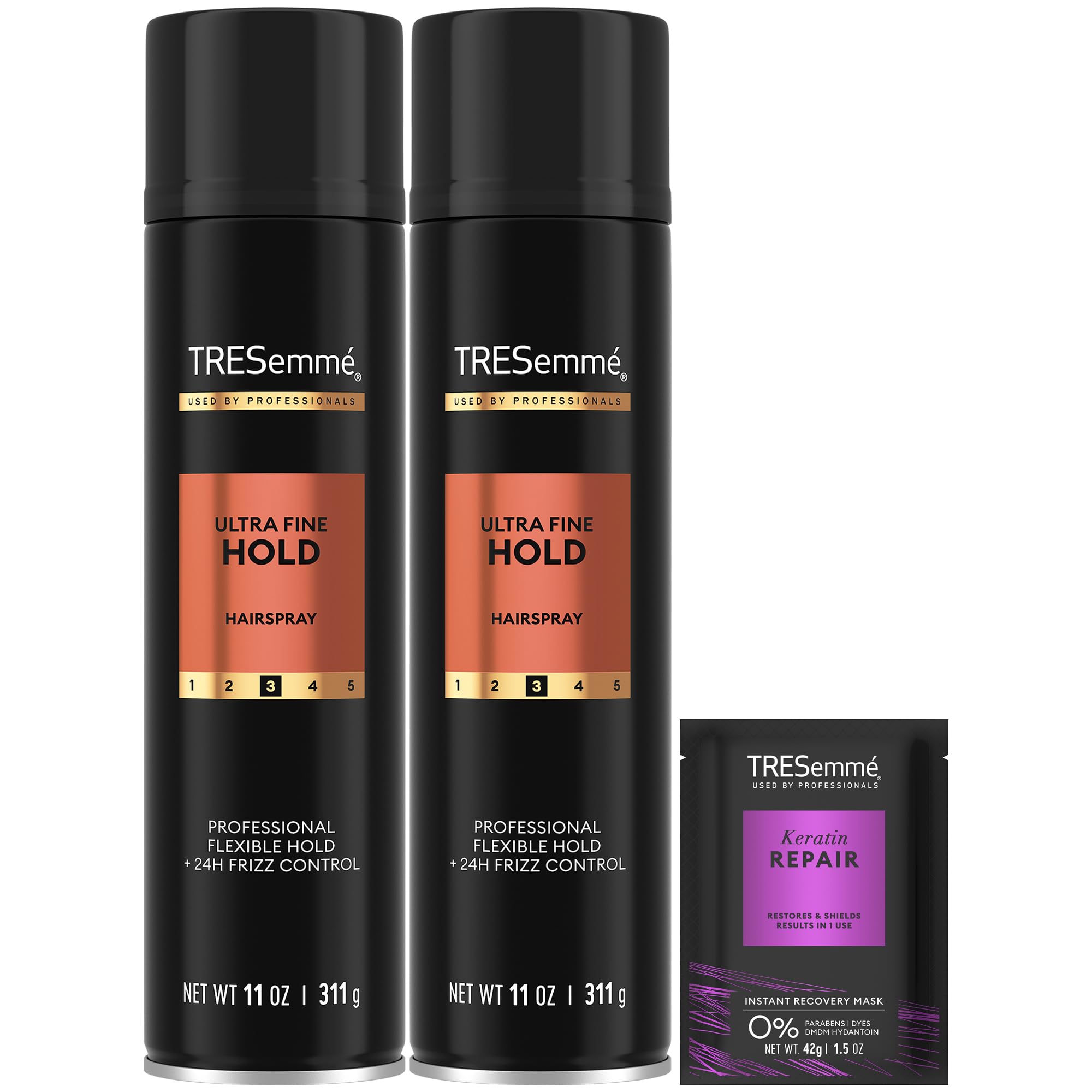 TRESemmé hairspray ultra fine hold bottle delivers lightweight, long-lasting style with no crunch.