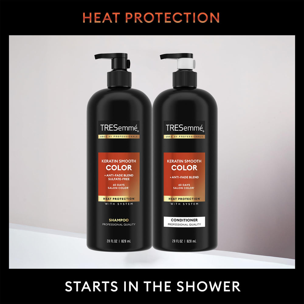 TRESemmé Keratin Smooth Color bottle demonstrates color protection and radiant shine