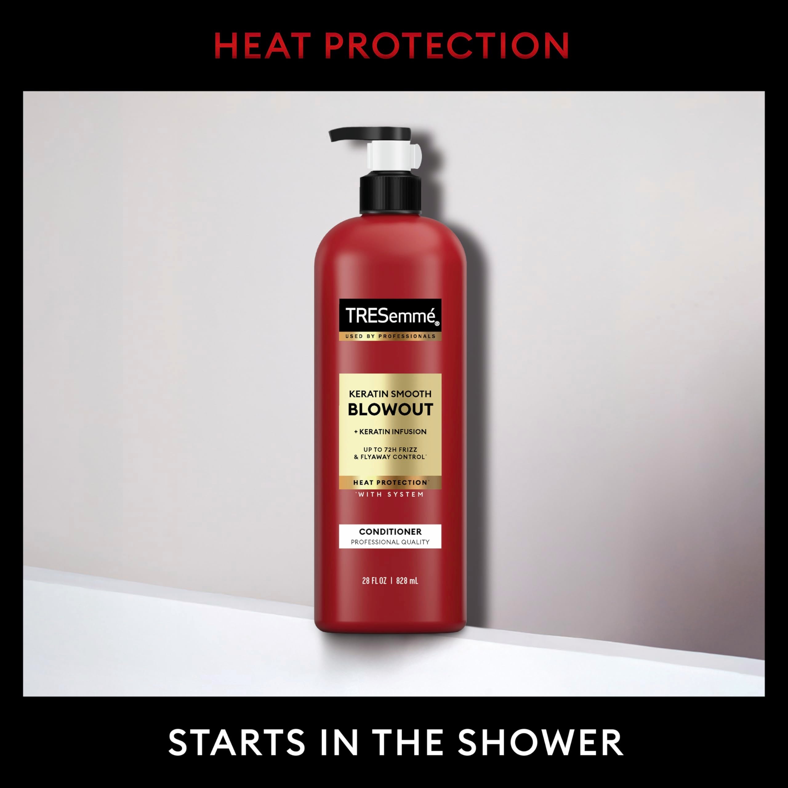 TRESemmé Keratin Smooth Conditioner pump-dispense bottle enables easy, mess-free application.